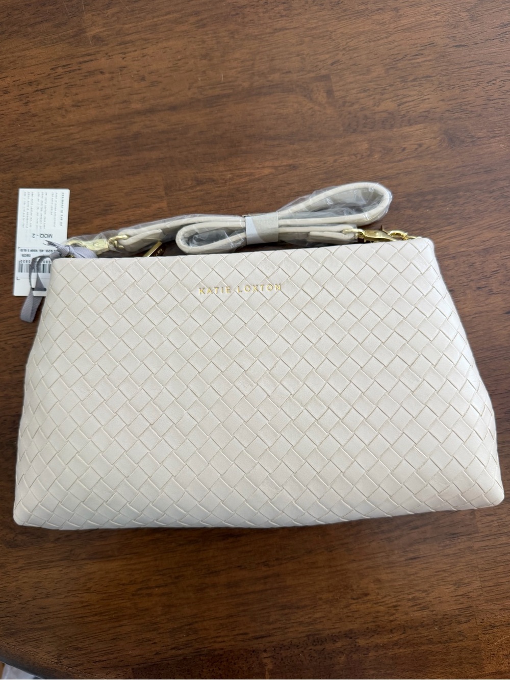 Katie Loxton Cream Woven Crossbody Purse
